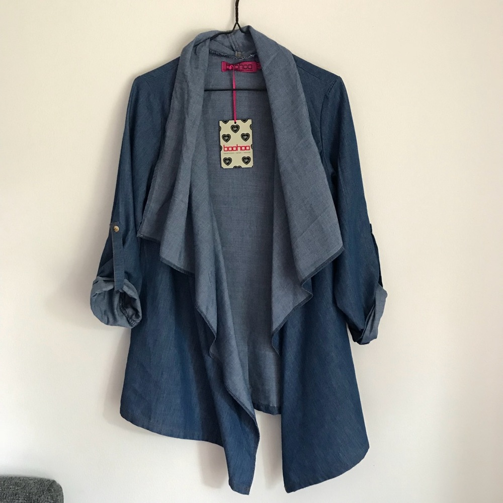Boohoo Draped Relaxed Denim Jacket